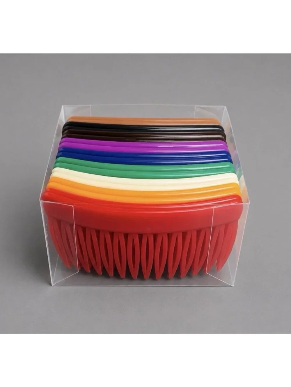 Vintage 80s Lot of Rainbow Colored Plastic Womens Hair Combs/Side Combs